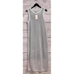 A New Day Silver Crochet Maxi Dress Women Size Small